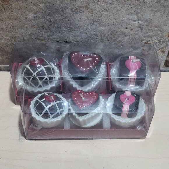 Decorative Truffles Heart Shaped Candy Chocolate Candle Gift Set Set of 2 - Picture 1 of 8